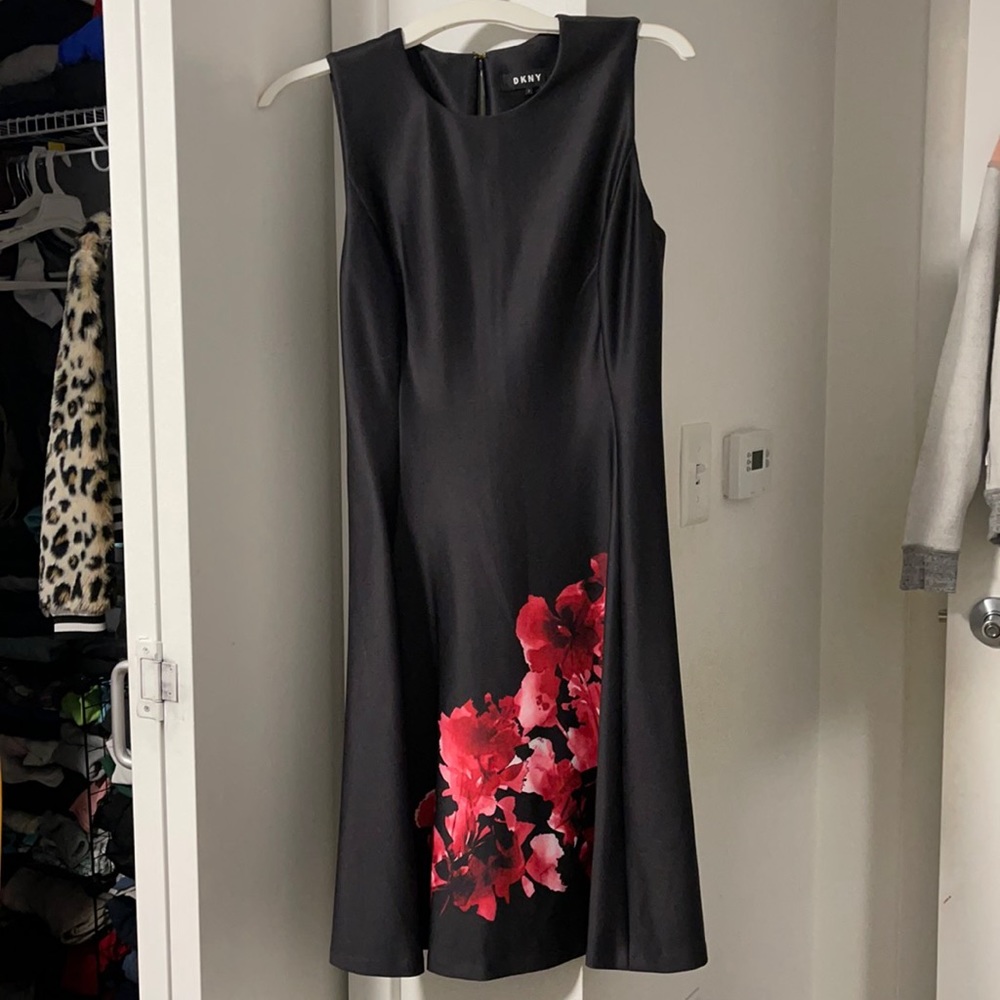 DKNY Black Dress with Floral accent